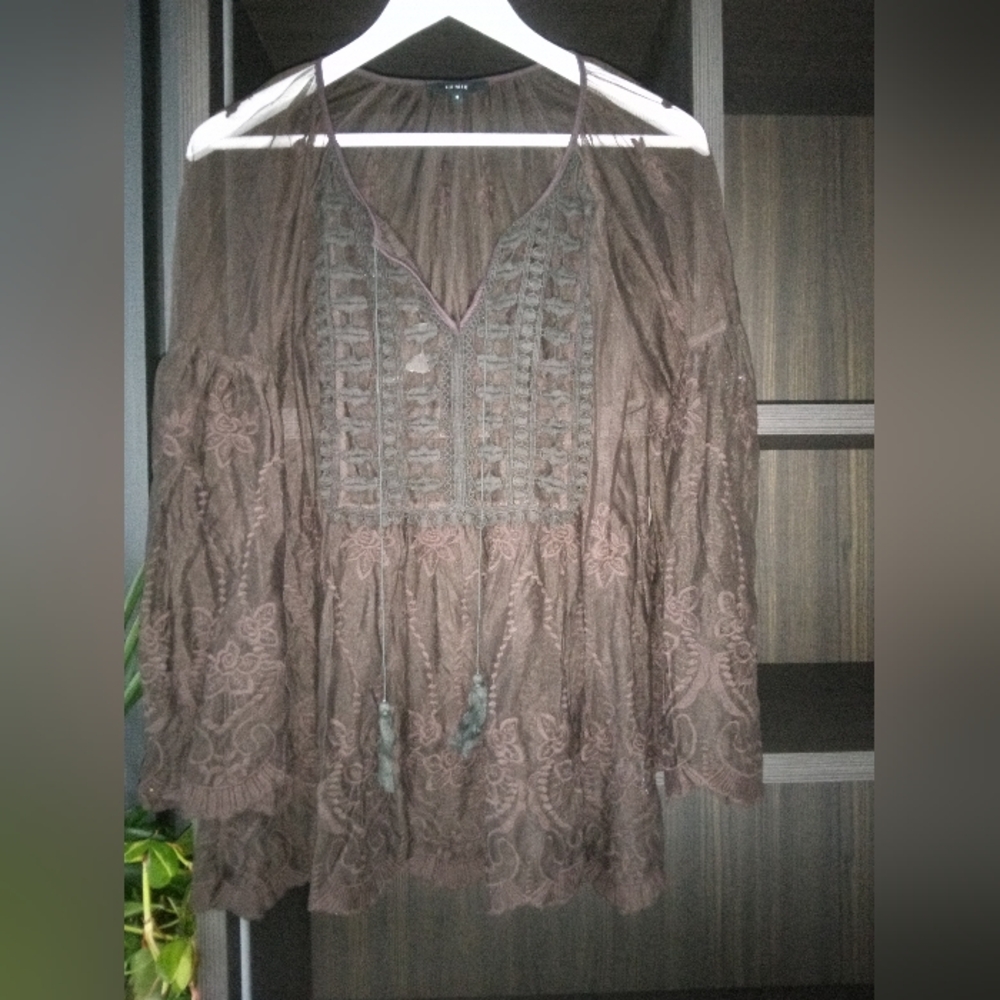 Lumie, Brow sheer blouse, size medium, Orig. $60 now $